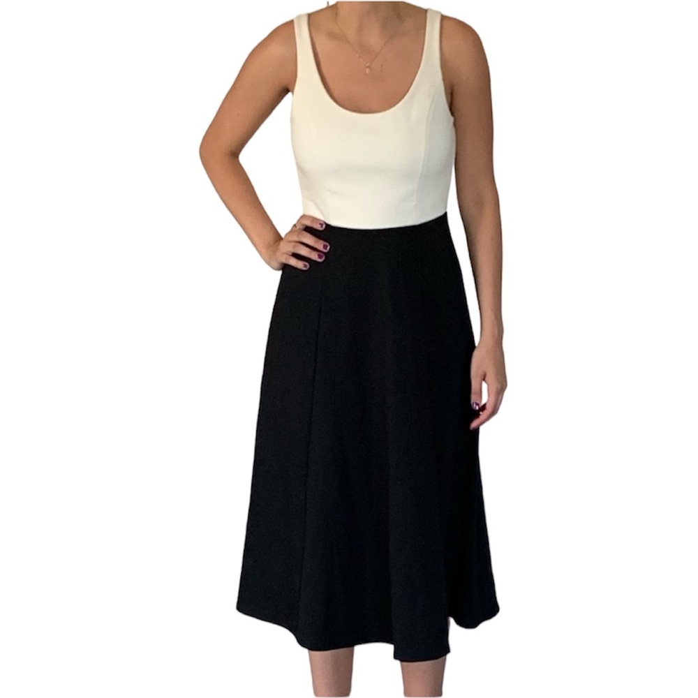 NWOT Gap White black midi dress size 6